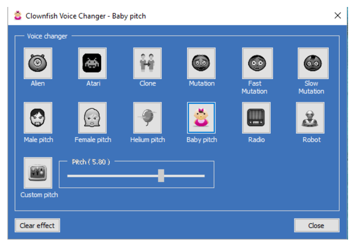 Clownfish voice changer baby pitch